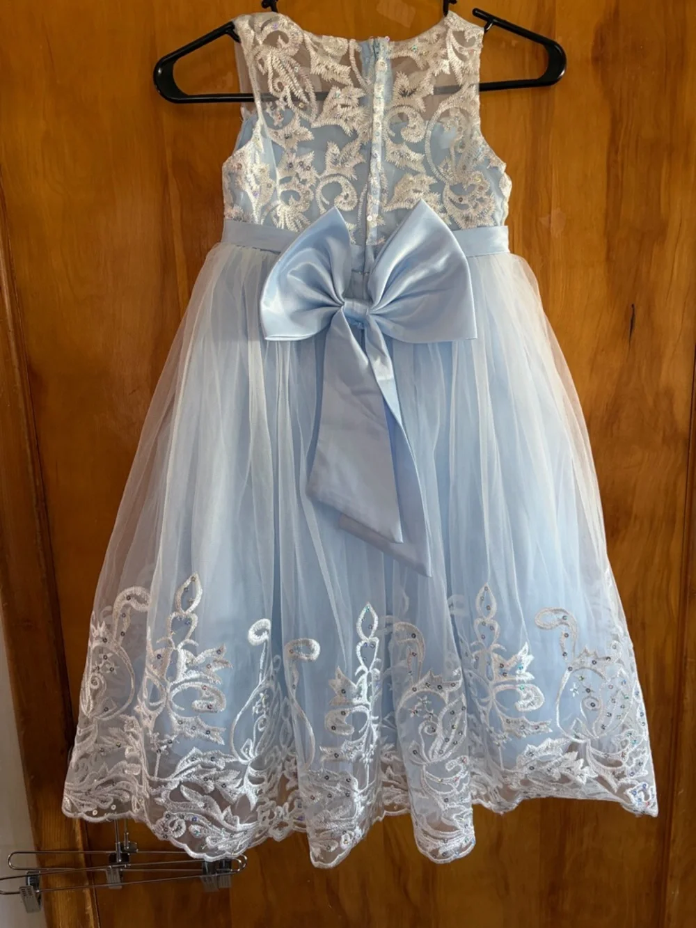 Girls Light Blue Tulle Party Dress with Embroidered Bodice size 6X/7 - Picture 2 of 3